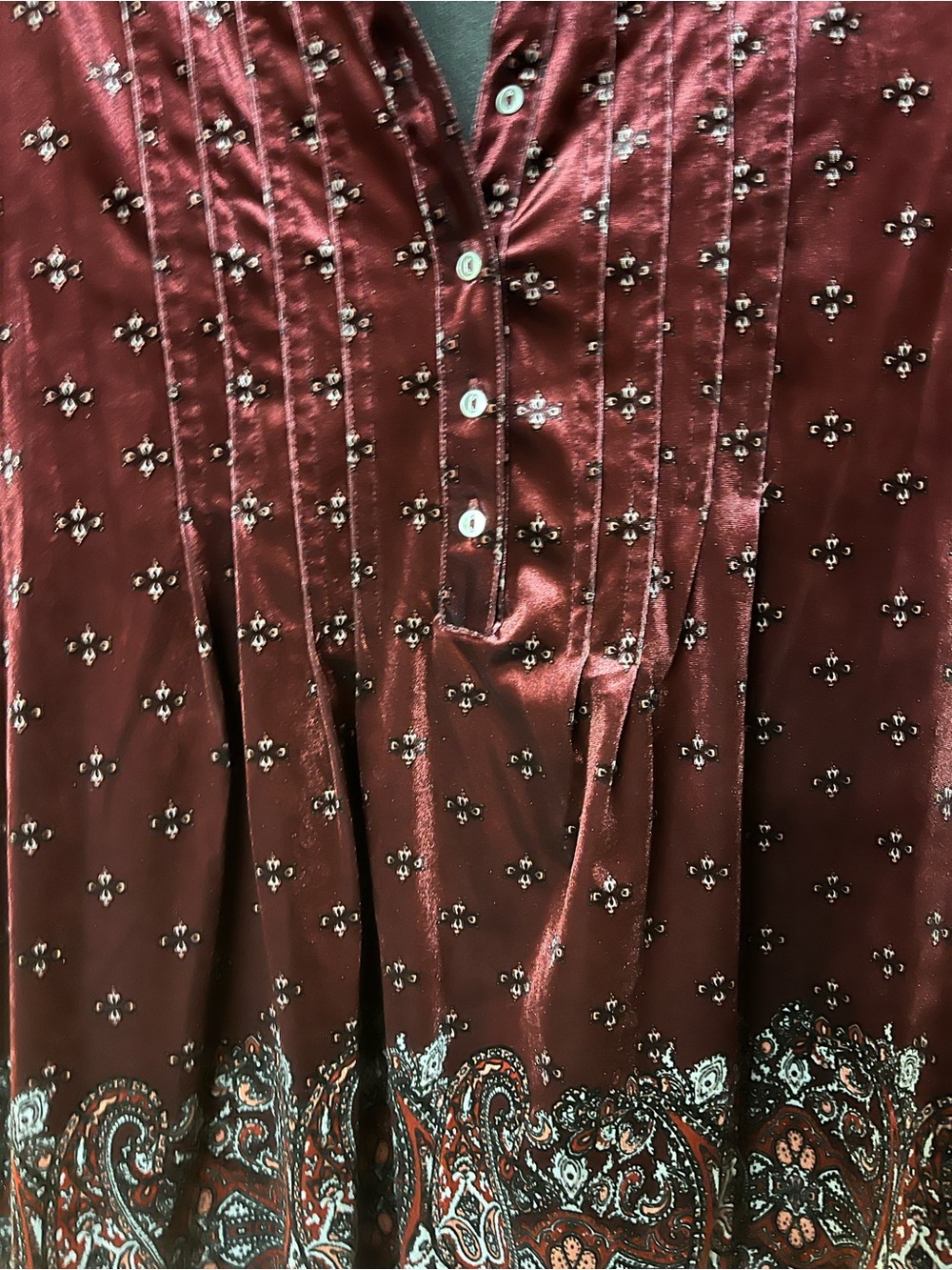 croft & barrow Burgundy Velvet Print Tunic Top XL - Picture 4 of 5